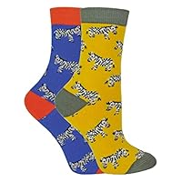 2 Pairs Boys Bamboo Socks | Mr Heron | Kids Animal Patterned Socks | Novelty Design (4-6 Years, Zebra)