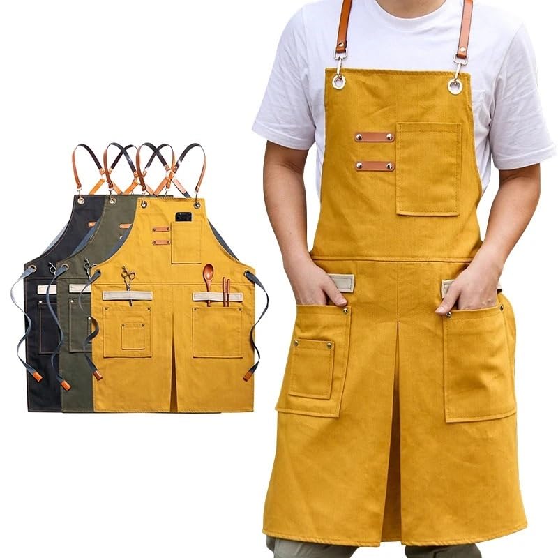 Addensare Denim Grembiule Antivegetativa Barista Parrucchiere Cucina Falegname Pulizia della casa Cottura Grembiule da Lavoro Strumento di Pulizia della casa (Color : Pink)