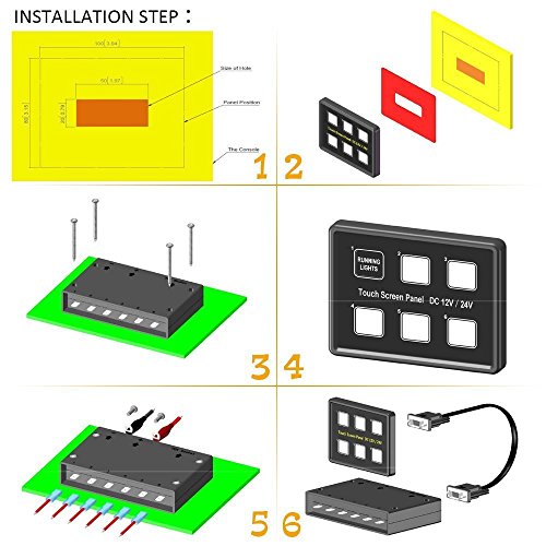 Cllena 12V/24V Dc 6 Gang Led Switch Panel Slim Touch Control Panel Box For Car Marine Boat Truck Rv Caravan #TOP6