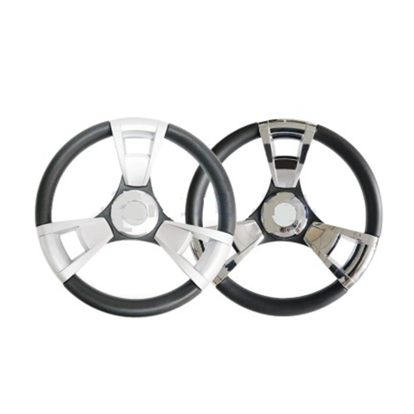 ZGYDNM Ship steering wheel Marine 350mm Boat Steering Wheel 3 4 Inch Shaft Polished 3 Spoke Steering Wheel Fit For Vessels Yacht Boat Accessories Comfortable (Color : Bright silver, Size : 1)