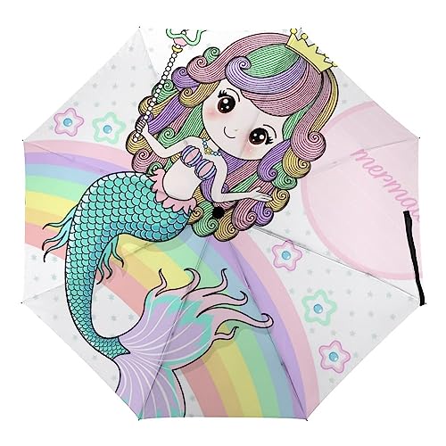 Paraguas De Viaje Automático Sirena Paraguas Plegable Antiviento Para Hombre Y Mujer