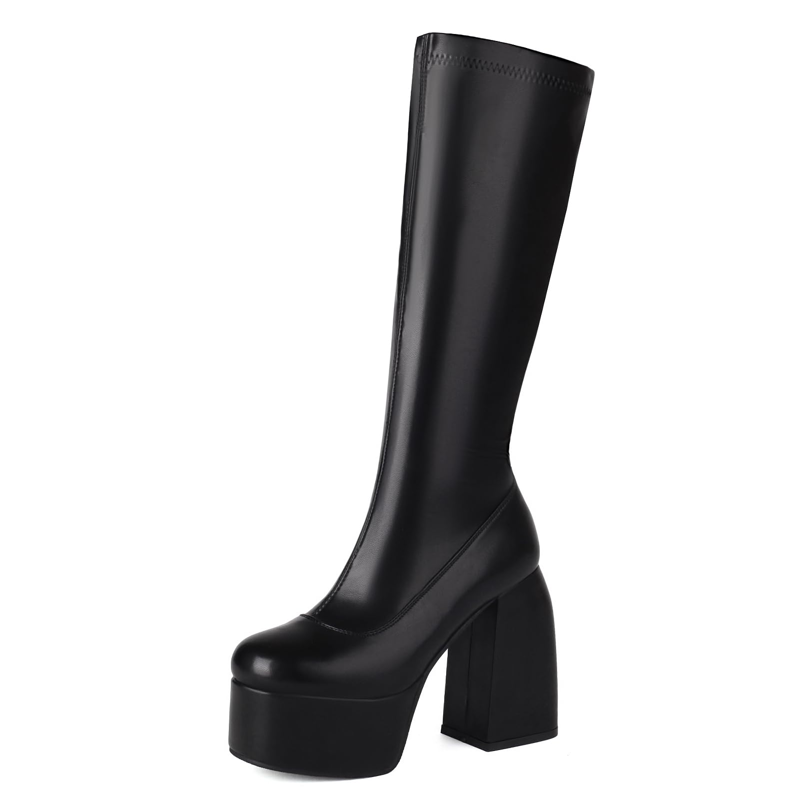 Roimaash Fashion Platform Boots Mid Calf Stretch Go go Boots