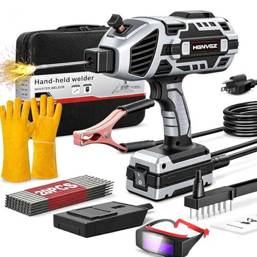 Image of Welding Machine Handheld,20-120A 110V Portable Stick Welder 20pcs Rods,IGBT Hand Held Welder Machine withHot Start Arc Force Anti-stick ARC Welder Gun,6 Variable Current Adjustment (Grayish black)