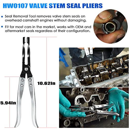 Yoursme 66784 Stud Mount Valve Spring Compressor Tool & Hw0107 Valve Stem Seal Pliers & 19700 Valve Holder Hose #TOP3