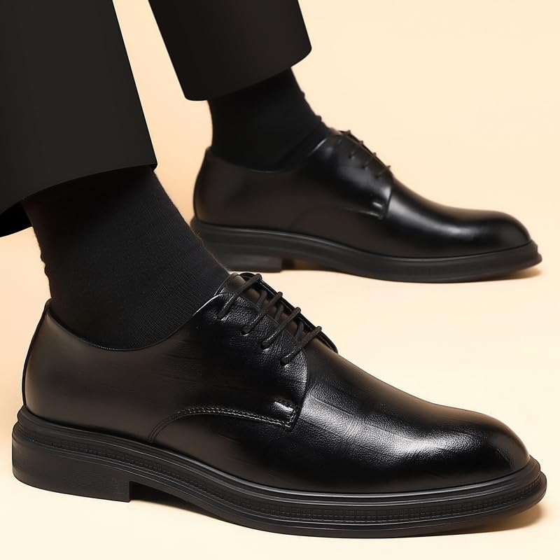 Men's Pointed Leather Perforated Breathable Leather Shoes Low-Top Lace-Up Oxford Shoes Suitable for Business Office Church Formal Occasions4