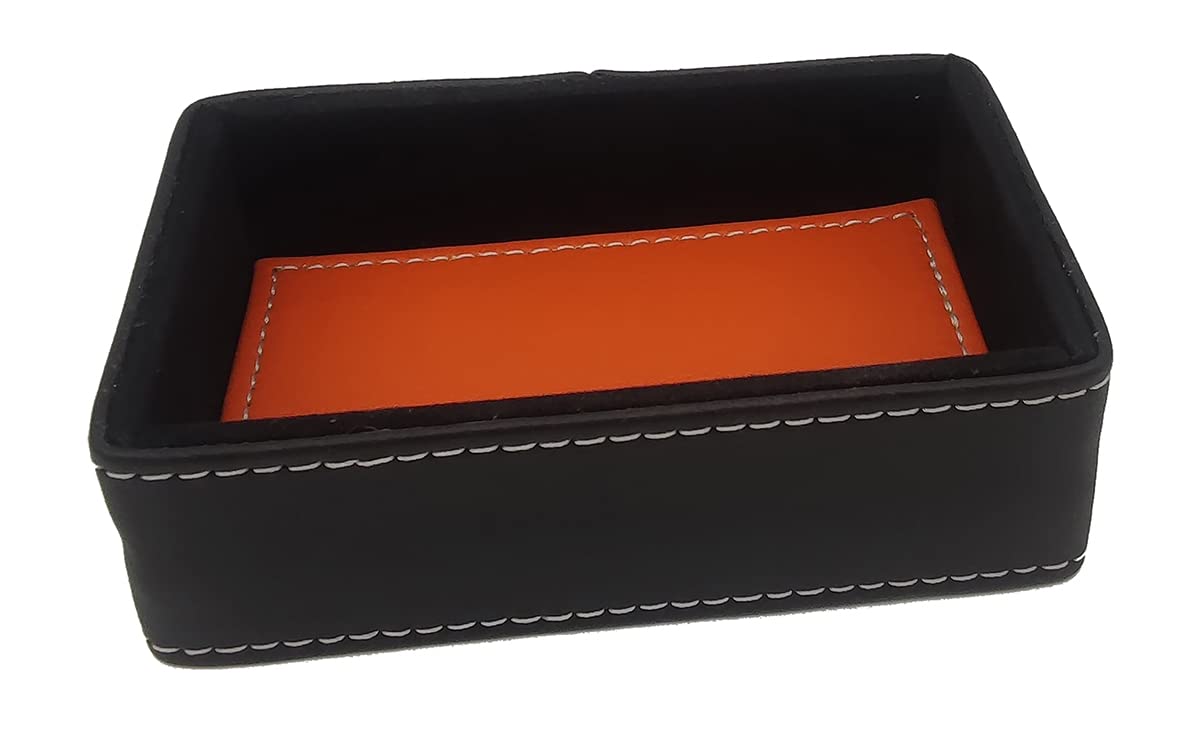 oggettando Set scrivania ufficio in Ecopelle con Accessori Composto da vassoio porta documenti, porta oggetti, porta penne, porta bigliettini (KR0011 arancio)