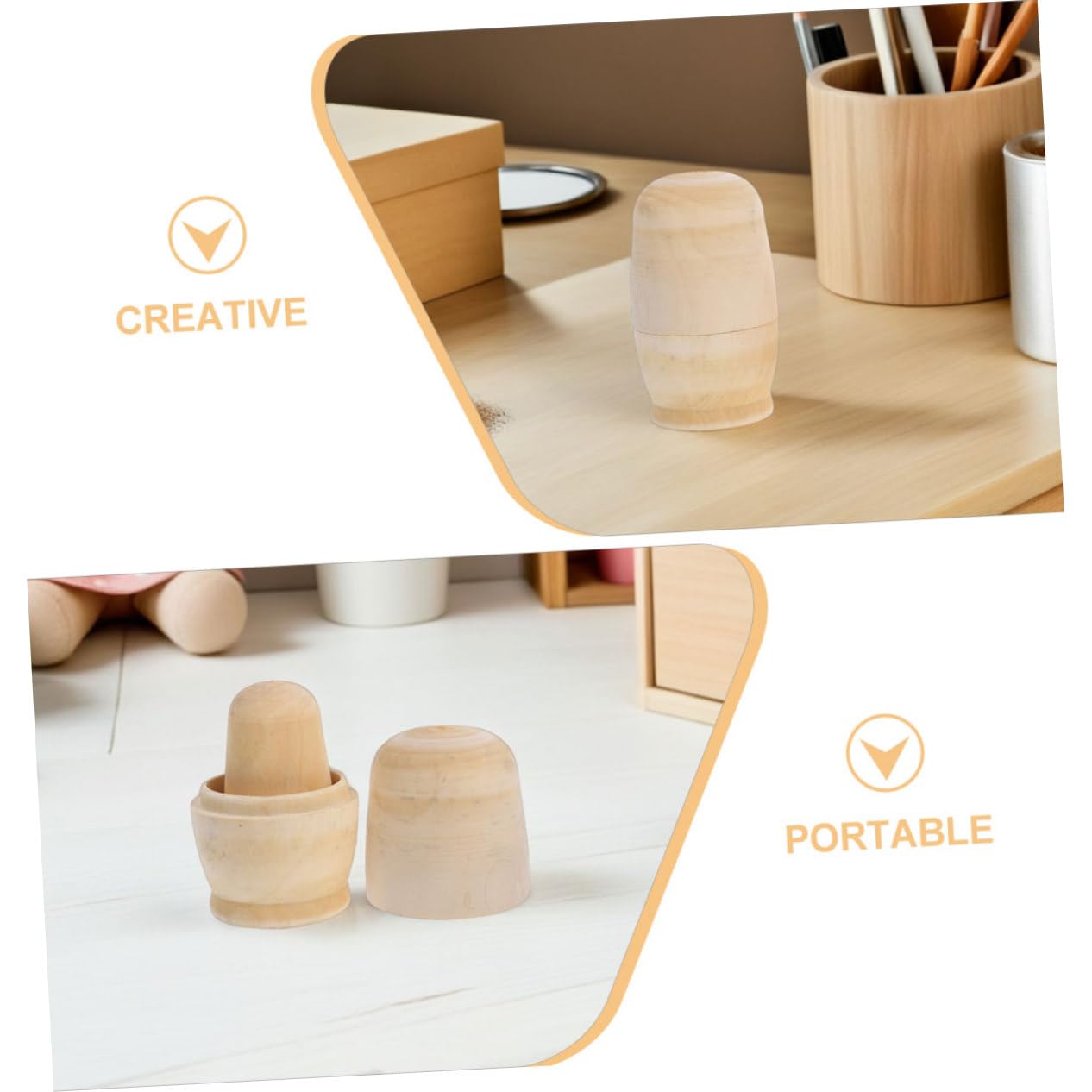 Muñecas Rusas de Madera sin Pintar 5 Capas Estructura Anidada para Manualidades Creativas y Almacenamiento Compacto Adecuado para Fiestas y Regalos