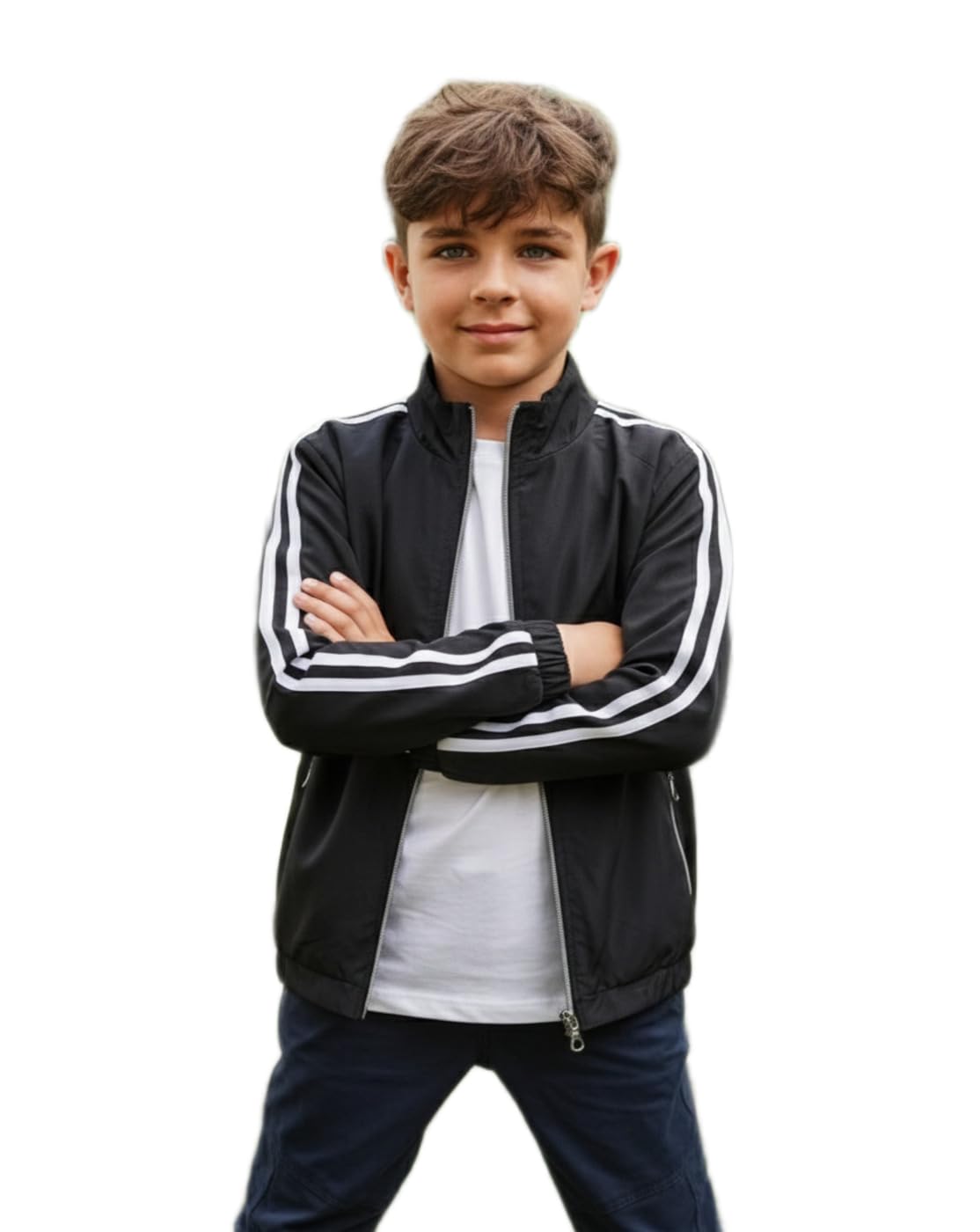 Boys Casual Zipper Jacket | Kids Lightweight Solid Color Track Jacket |1
