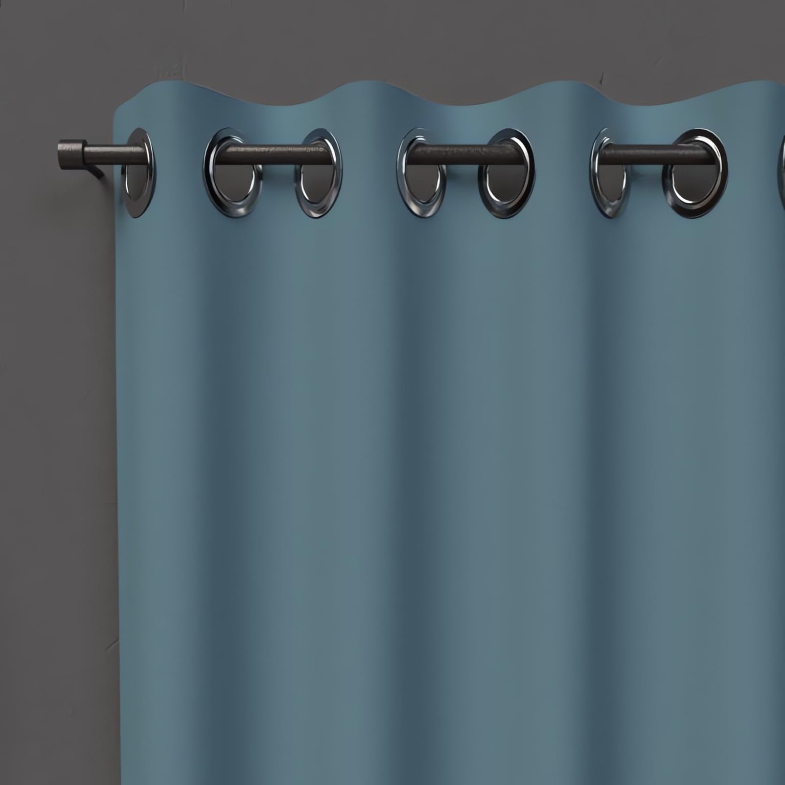 Soleil d'ocre, Alix Blackout Curtain with Eyelets Celadon Blue, Polyester, 135 x 180 cm