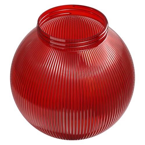 Image of KASTLITE Red Ribbed 6 inch Acrylic Festival Globe, 3.25 inch Threaded Neck | UL-Approved Replacement Globe for Festival & String Lights, Screw-In Neck, Fits Bulbs up to 60W, RV, Awning & Patio Use