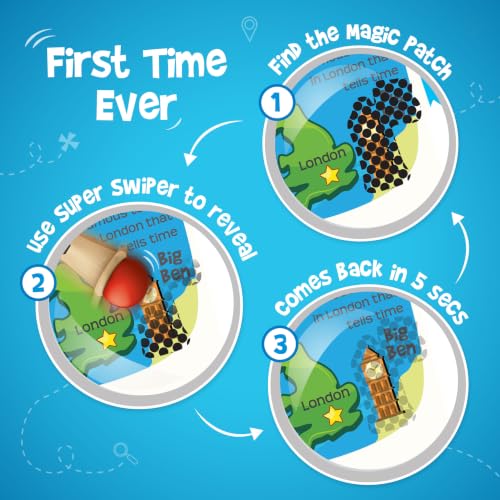 Image of Imagimake World Flash Cards | Educational Card Game | Kids Age 8+ | World card game: 52 cards & super swiper; swipe & reveal magic patches; learn 450+ facts on Country & Capitals