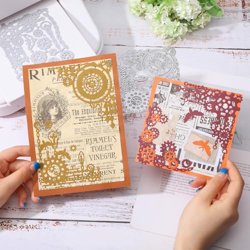 Globleland DIY-WH0309-2058-US19 Industrial Corners Background Cutting Dies Metal Gears Background Frame Cut Dies Clocks Light Bulbs Die Cuts thumb #3