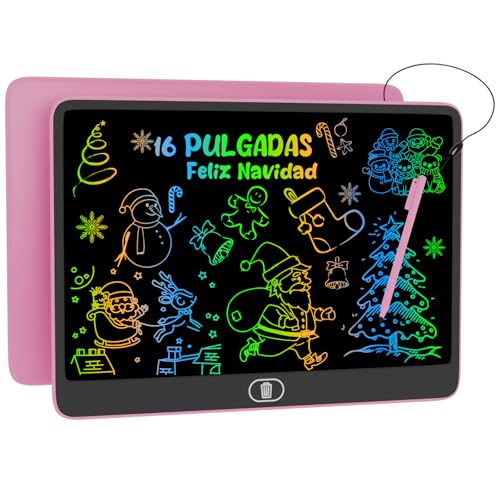 16 Pulgadas Tableta de Escritura LCD, Electight Pizarra Infantil Color con Bloqueo Función, Pizarra Mágica Borrable y Reutilizable, Juguete Educativo para Niñas Niños 2 3 4 5 6 7 Años (Rosa)