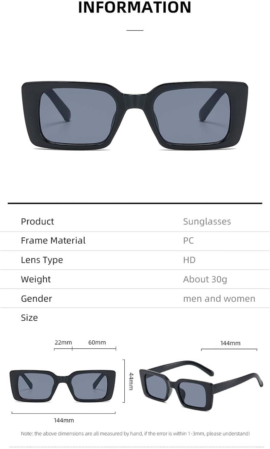 Retro Small Square Sunglasses Party Holiday Street Shooting Decoration Sun-Shading Men and For Women Glasses