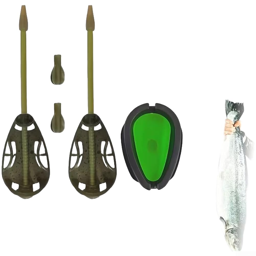 Gabbia per esche da pesca alla carpa, con design in lega di zinco e peso integrato per acqua dolce, verde, 30 g (D)