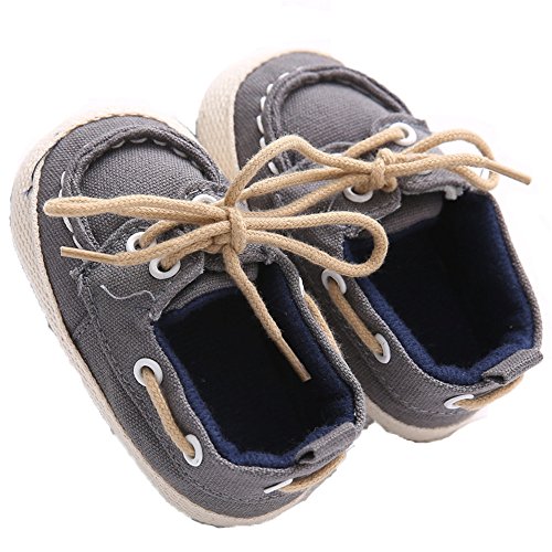 Canvas Lace-up Sneakers, Newborn Baby Boys Premium Soft Sole Infant Prewalker Toddler Shoe Grey