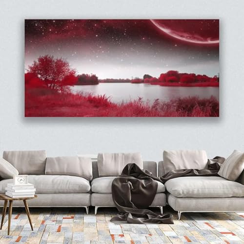 Tableau abstrait arbre rouge grand format 70x140cm impression haute définition sur toile - 2