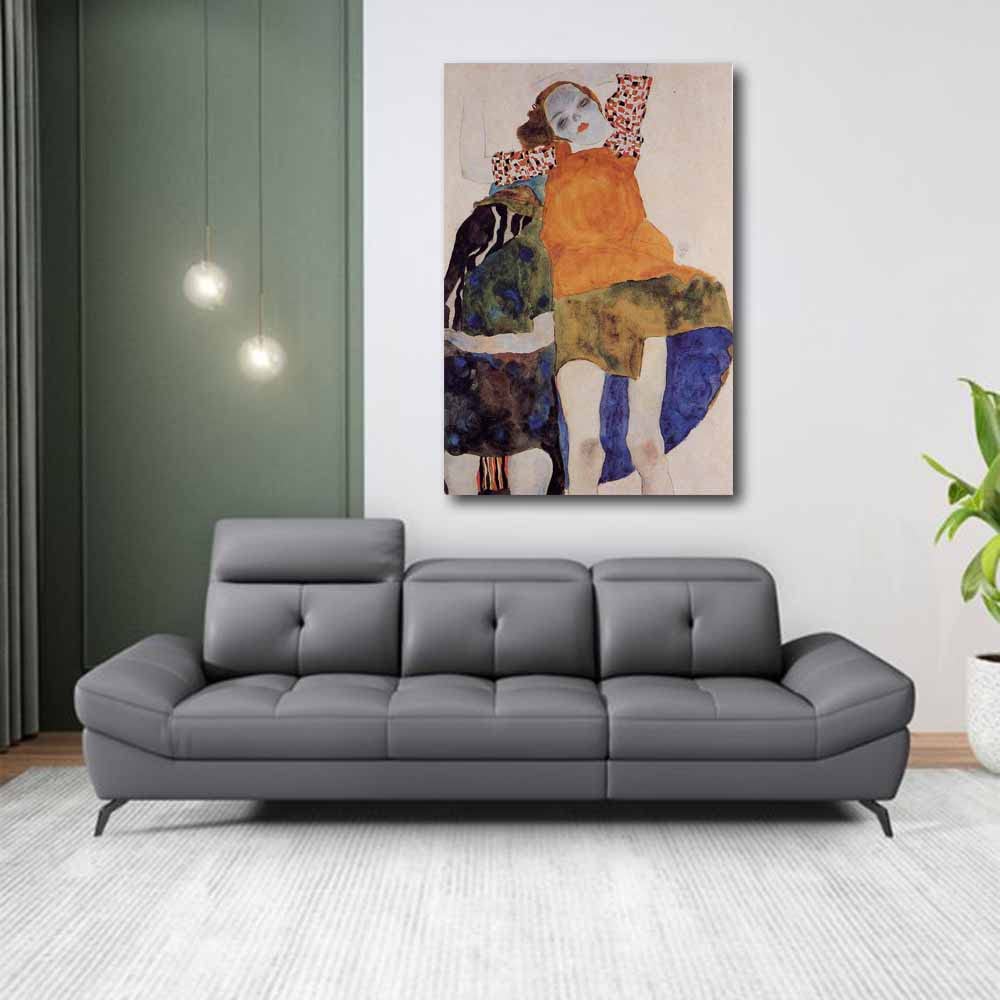 Amazon.co.jp: エゴン・シーレ-Two Seated Girls キャンバス絵画