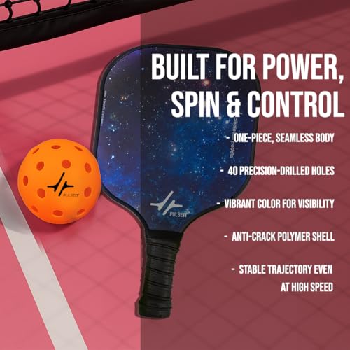 Image of PulseITRally Outdoor Pickleball Balls- Set of 6. 40 Precision Holes, Stable True Flight,Perfect Balance,High Bounce,Durable,High Visibility. Ideal for Tournament,Competition- All Skill Levels (Orange)