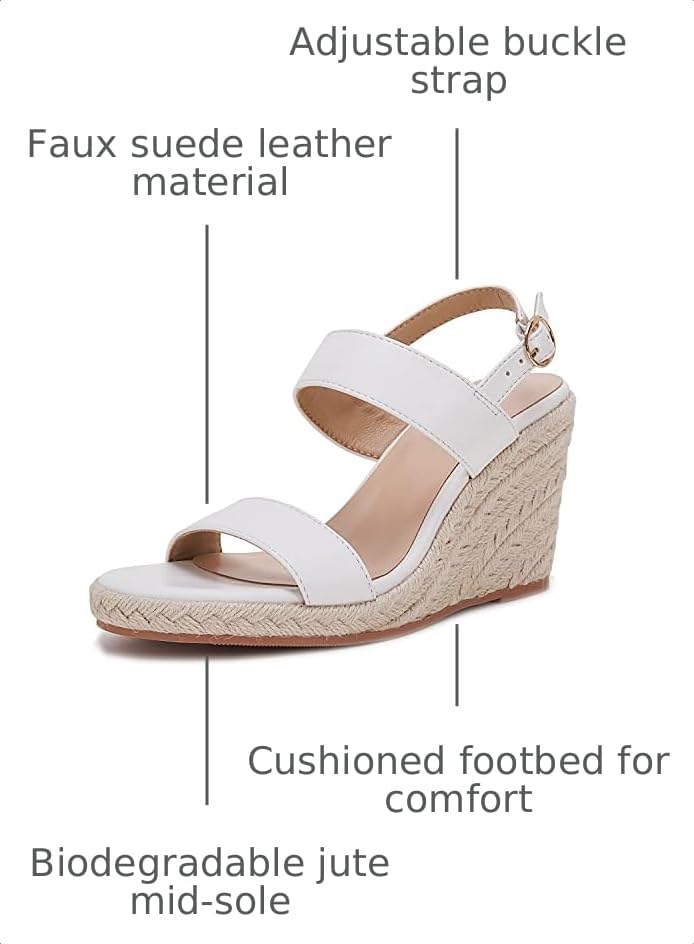 Image of VETASTE Womens Espadrille Wedge Sandals Heels Open Toe Platform High Heeled Ankle Strap Buckle Dress Wedges Shoes