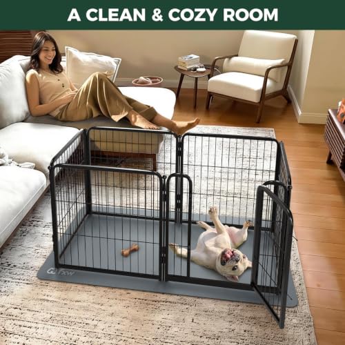 Image of FXW Homeplus Indoor Dog Playpen with Floor Protector Mat, 24 inchH 6 Panels