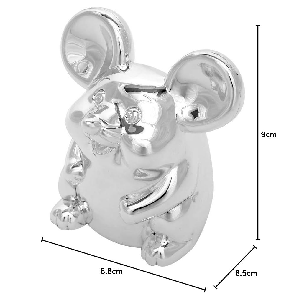 Design Mouse skarbonka posrebrzana odporna na matowienie skarbonka dla dzieci na pieniądze prezenty na chrzest prezent mini - bez grawerowania - mysz