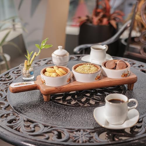 Image of Dip Trip Acacia Wood Chip & with Enamel - Exquisite Handcrafted Serving Dish, Perfect for Entertaining and Snacks, Beautifully Designed a Durable Finish, Ideal Enhancing Your Dining