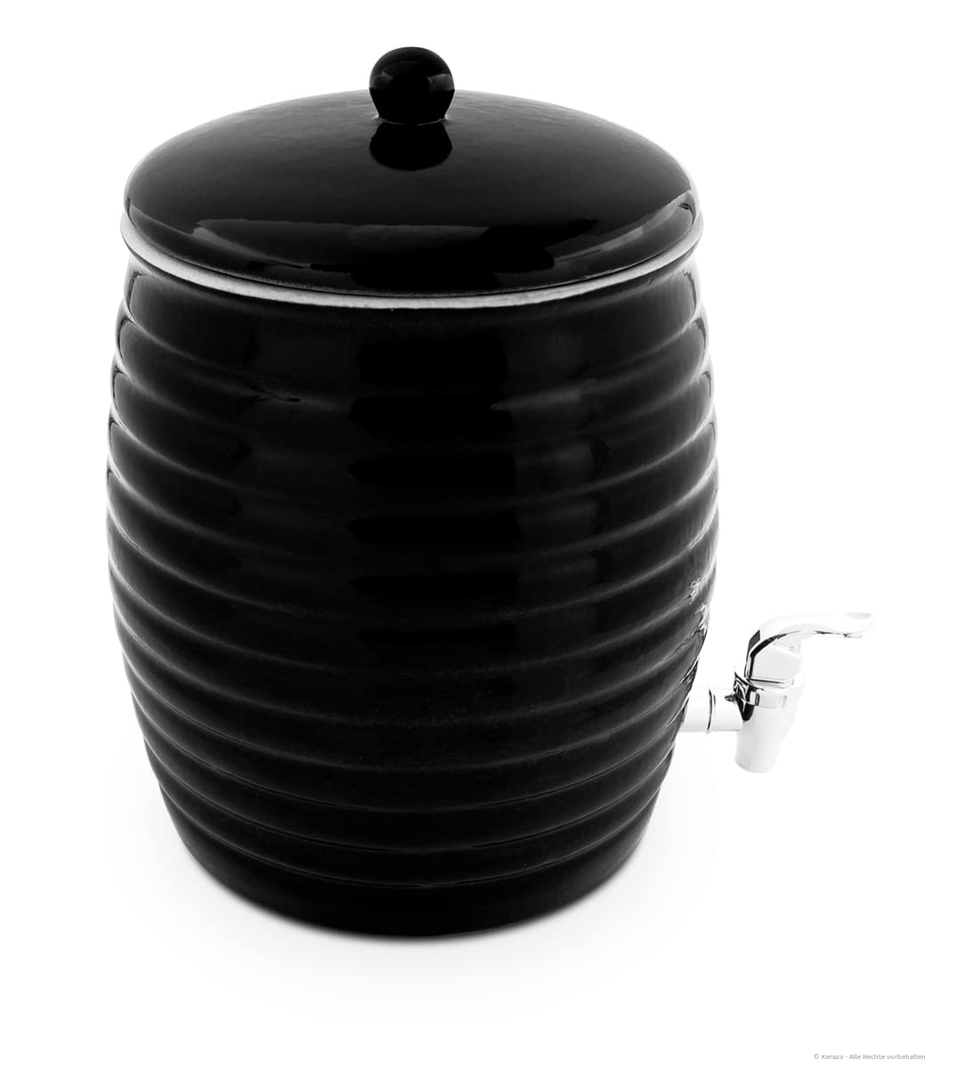 Distributeur de boissons en céramique - Pour la fermentation de kombucha, vinaigre et huile - Avec robinet et support - 6 l - Noir