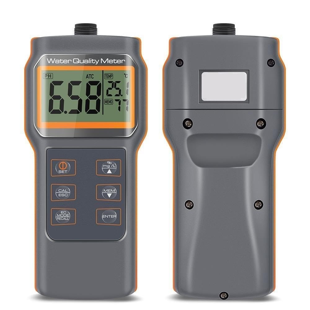 Misuratore di qualità dell'Acqua Portatile 5 in 1, Tester di salinità DO PH EC TDS con sonda DO Fluorescente Intercambiabile da 30 cm