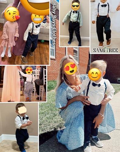 SANGTREE Baby Boy Gentleman Long Sleeves Suit Sets with Pocket, 3 Months - 14 Years3