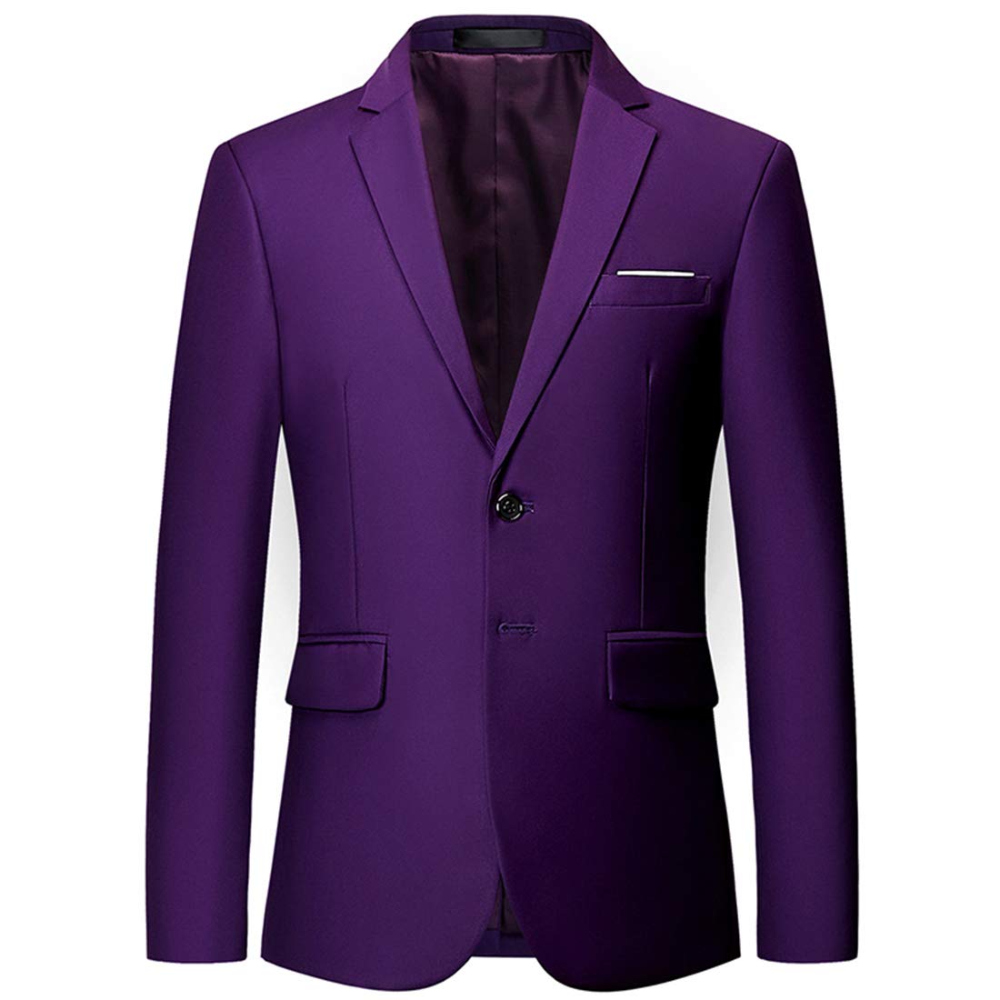 INVACHISlim Fit Men's Wedding Two Button Blazer Suit Jacket Casual Solid Color woll Mix