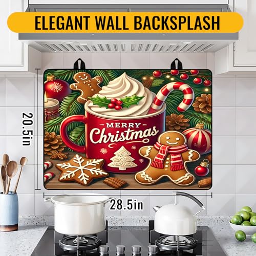 Image of NYZE Christmas Stove Top Cover for Electric Stove,Glass Stove Top Cover,Heat Resistant Glass Cooktop Cover,Stovetop Protector, Kitchen Decor,Dish Drying Mats Cover for Washer Ceramic Top 28.5x20.5 in
