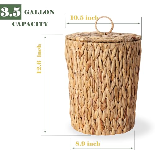 Caneca de Basura de Mimbre 3.5 gal con Tapa y Forro Removible miniatura 2
