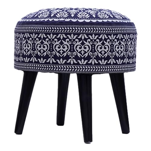 Image of Stool Ottoman Pouffes for Living Room, Kitchen, Home, Office Furniture with Soft Cotton Cushion Mudda Footrest Stool for Chair Sofa Bed Dressing Decor, Manadla Blue (17 Inch Pack of 1)
