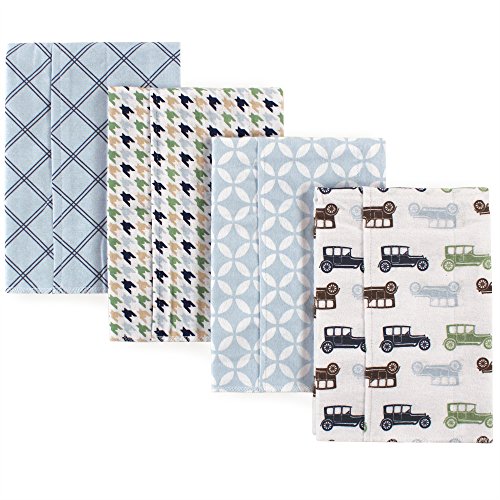 Image of Hudson Baby Unisex Baby Cotton Flannel Burp Cloths, Blue Cars, One Size