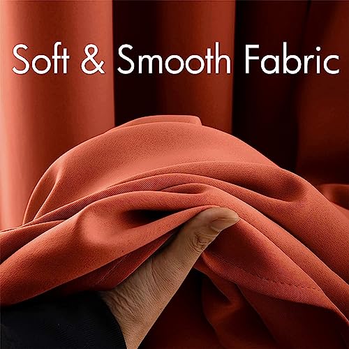 MIULEE Room Darkening Curtains Thermal Insulated Rust Terracotta Drapes Window Treatment Grommet Top Light Blocking Blackout Curtain for Fall Living Room/Bedroom 2 Panels 52 x 84 inch Burnt Orange
