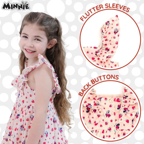 Disney Minnie Mouse Little Girls' Sleeveless Ruffle Tiered Allover Print Sundress Peach 7 - image 5
