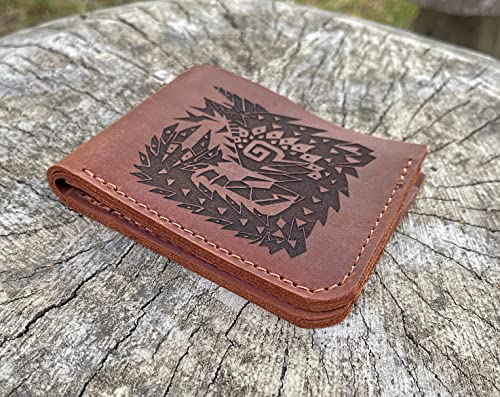 Gamer Gift, MHW Zinogre Leather Wallet Mens, Gift for Him, MHW Mens Wallet, Gift For Father Leather Wallet Handmade Husband Gift Boyfriend Gift, Geek Gift k2273