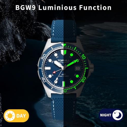 Image of TOPHILL Men Watches Automatic Mechanical Watches - Dive, GMT, Chronograph & Dress Styles | 316L Stainless Steel, Sapphire Crystal, Ceramic Bezel | 5ATM-300M Waterproof with Super Luminous | Classic Business & Sport Casual