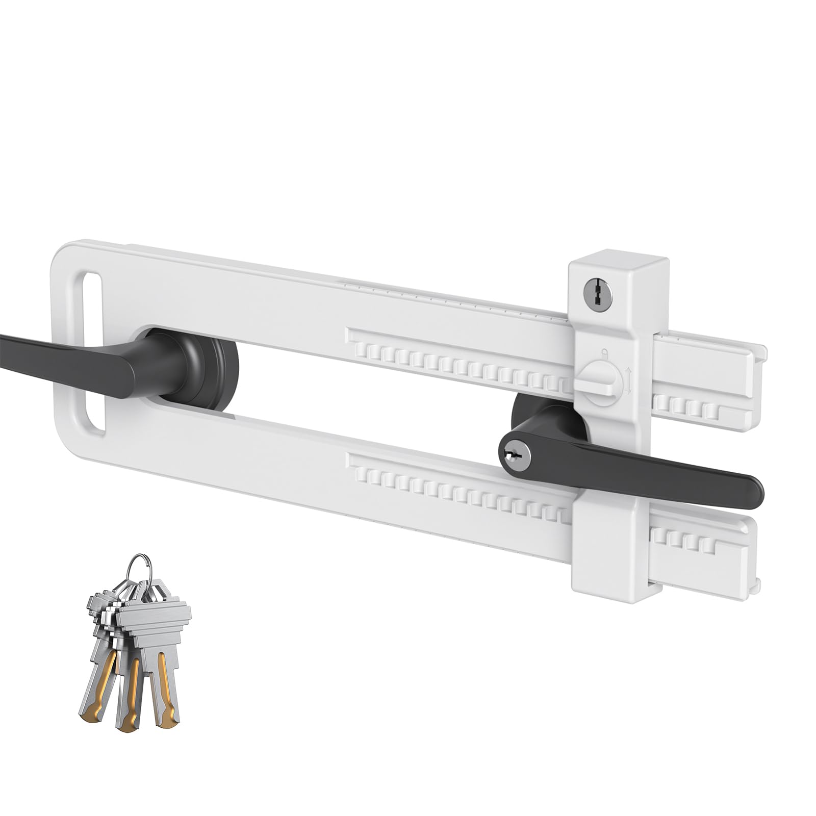 Photo 1 of ***MISSING KEYS*** AST Double Door Lockout Device, Extended Version, Locking Distance Range 4-7/8~12-3/16" (124~310mm), French Door Reinforcement Lock with 3 Keys, Childproof Double Door Lock (Matte White)