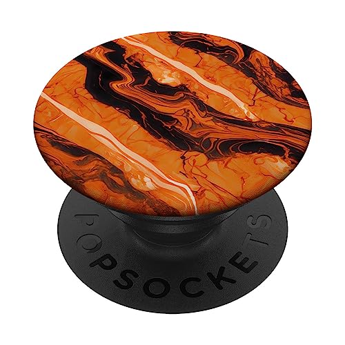 Abstract Orange Pattern #014 PopSockets Swappable PopGrip, Black
