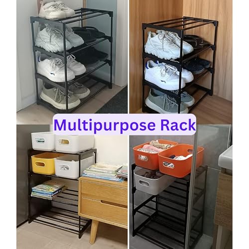 Image of NextZen Shoe Stand 4 Layer, Multipurpose Shoe Rack & Organizer Rack | Premium Plastic Multipurpose Shoe, Cloth & Book Storage Shelf for Home, Balcony, Living Room & Workspace