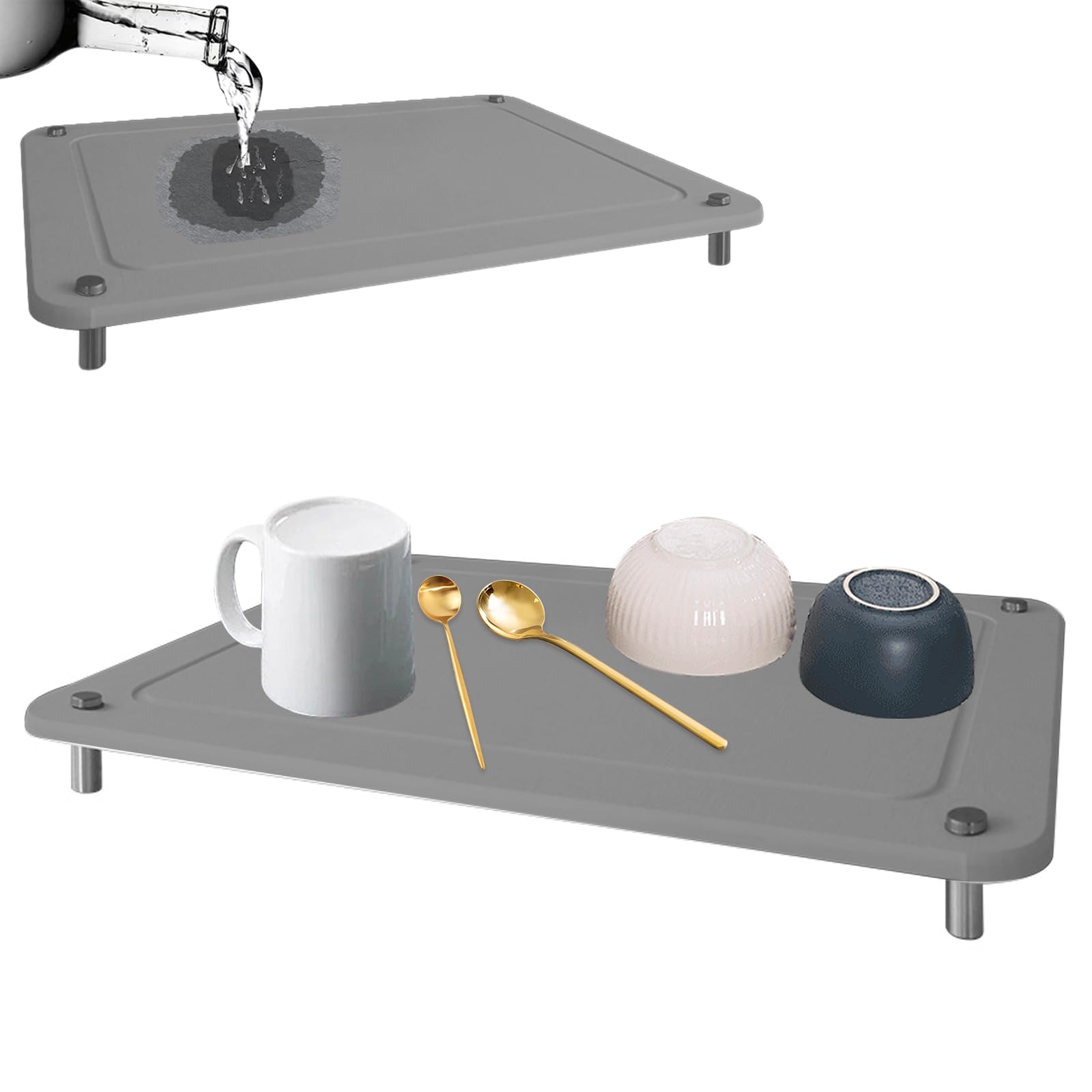 Séchage Rapide Tapis Évier Pierre Diatomite - , Anti-Éclaboussures Cuisine Tapis Absorbant Robinet