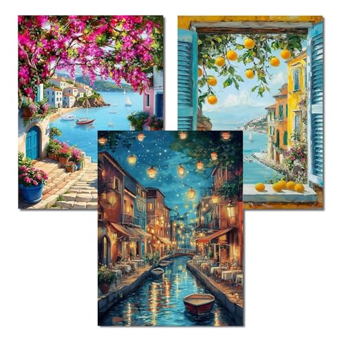 Yaostarart 3 Pack Paint by Numbers for Adults Painting by Numbers for Adults Landscape Adult Paint by Numbers DIY Acrylic Painting Kits for Adults Perfect for Home Decor and Gifts 12x16inch