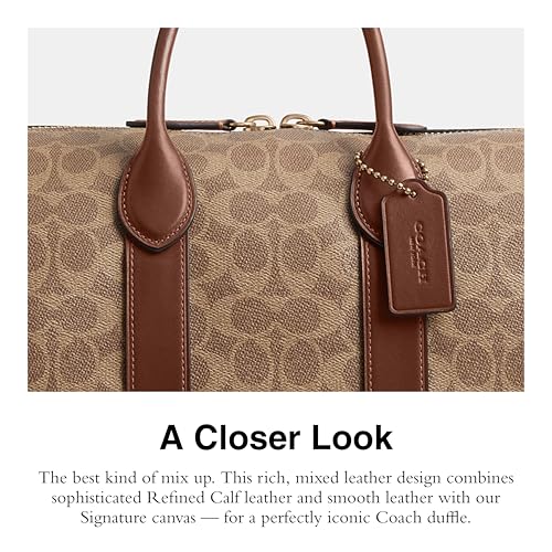 Coach Men's Compass 35 in Signature Coated Canvas, TAN Multi4