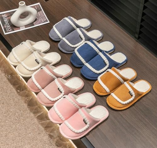Fuzzy Solid Comfy House Slippers Women Soft Closed Toe Shoe Memory Foam Mom Indoor Outdoor Soft Non-Skid Warm Winter2