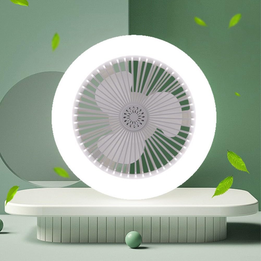 Ventilatore da soffitto con telecomando E27 con luce e timer integrati, migliora il comfort in stanze piccole (A)