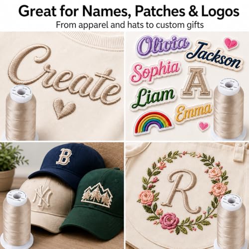 Image of Simthread 5000M 40WT Polyester Embroidery Thread, Champagne S006 | 5000M 40WT polyester thread feeds smoothly for machine embroidery, monograms, logos, patches and quilting.