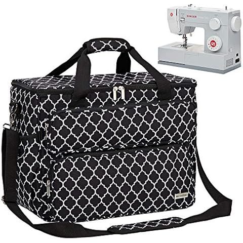 NICOGENA Sewing Machine Carrying Case, Universal Travel Tote Bag with Shoulder Strap for Singer, Brother, Janome and Accessories, Lantern Black Cover