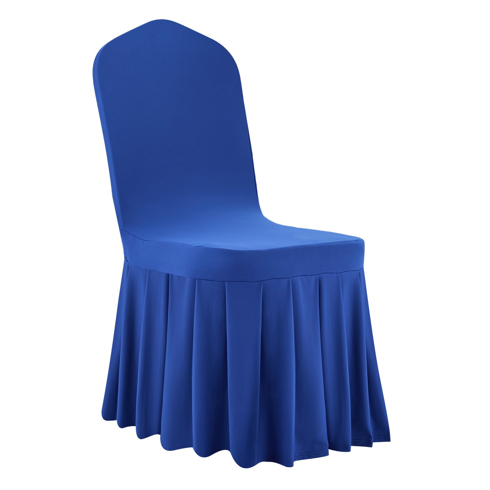 VEVOR Fundas Sillas de Comedor 30 Piezas, Funda para Sillones Elástica de Poliéster y Elastano, para Sillas de hasta 51 x 45 x 95 cm, Diseño de Falda, Tela Suave, para Boda, Fiestas, Banquetes, Azul
